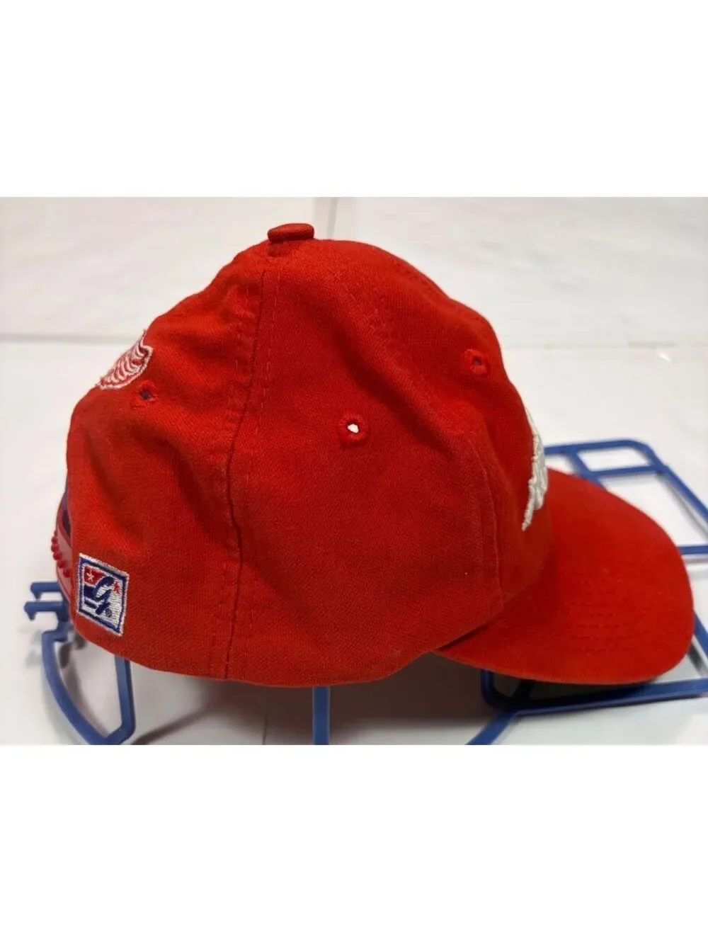 Vintage 1990s The Game Detroit Red Wings NHL Hockey Script Snapback Hat Red OSFA